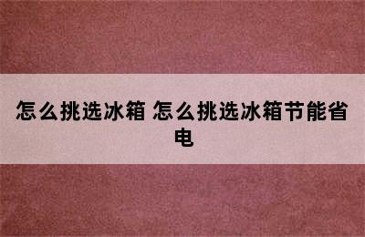 怎么挑选冰箱 怎么挑选冰箱节能省电